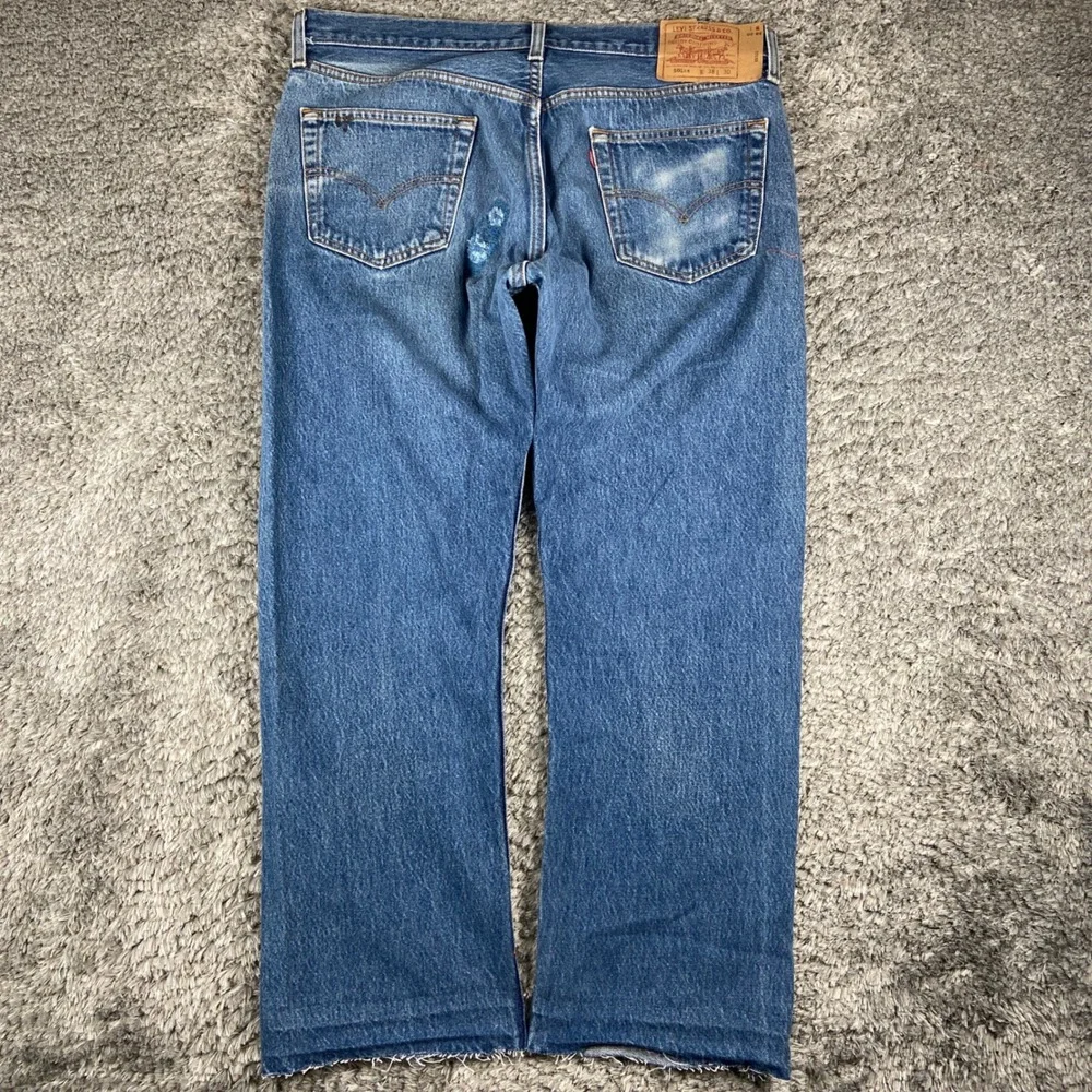 Vintage Levis 501XX Jeans Men 38x30 Blue Denim Raw Hem Fade USA 90s (Fits 36x27)